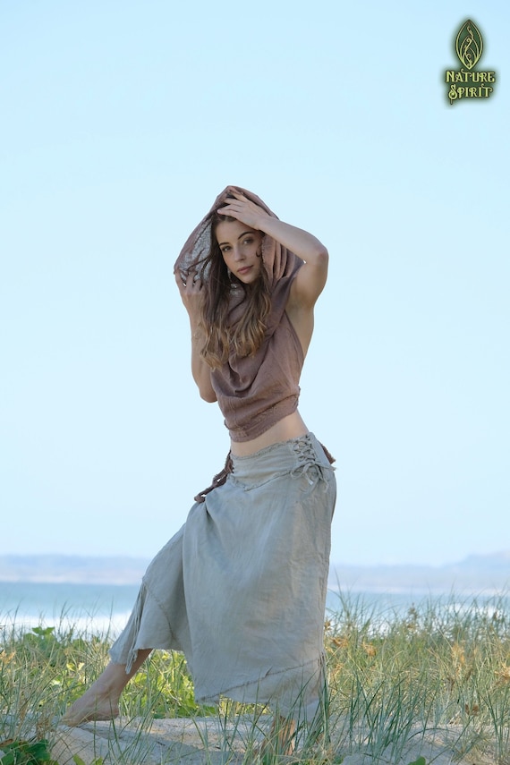Boho Natural Earthy Cotton Boho Skirt, Pixie Festival Hippie Fairy Tribal Clothing
