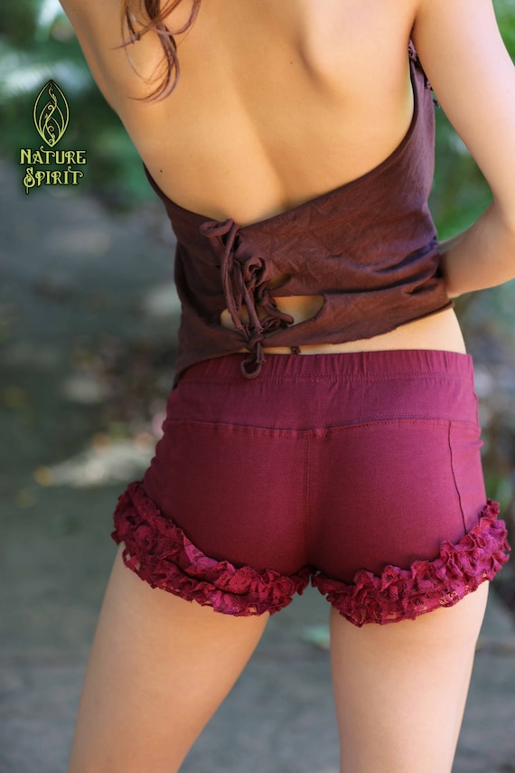 Pixie Booty Shorts, Frilly Lace Booty Shorts, Hot Pants, Festival