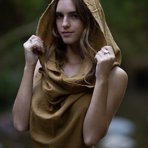 Festival Hood Top, Raw Cotton Backless Top, Inca Top, Tribal Hooded Top, Pixie Top, Fairy Top, Pixie Clothing, Hippie Top, Boho Top, Goa Camel