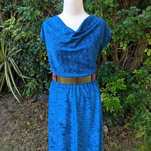 Blue 70's Cowl Neck Dress image 2