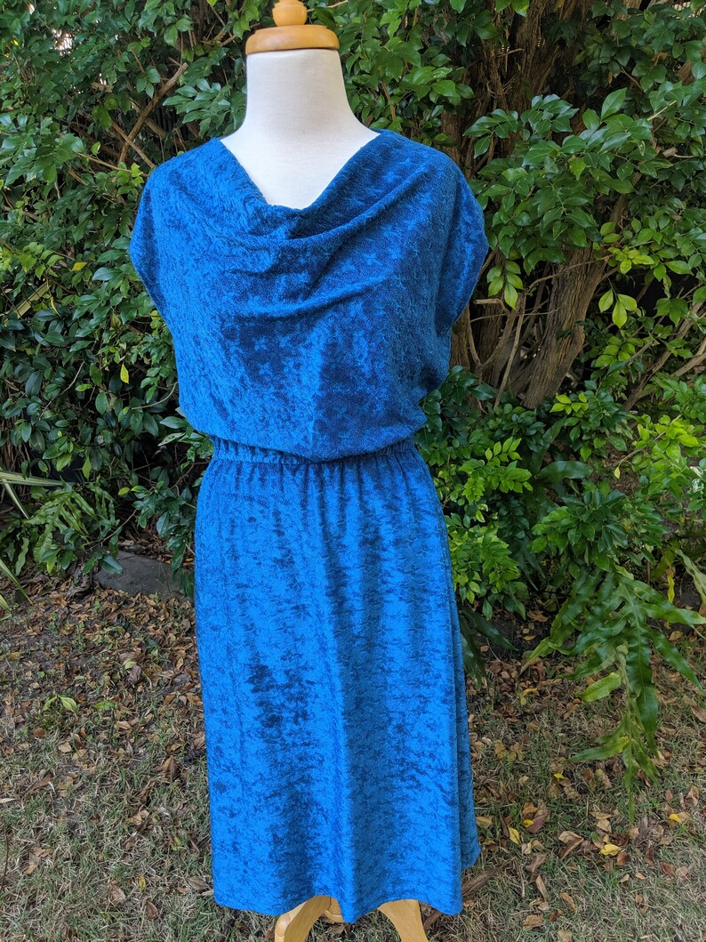 Blue 70's Cowl Neck Dress imagem 3