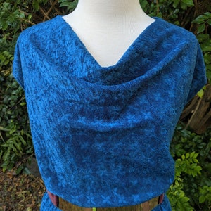 Blue 70's Cowl Neck Dress image 1