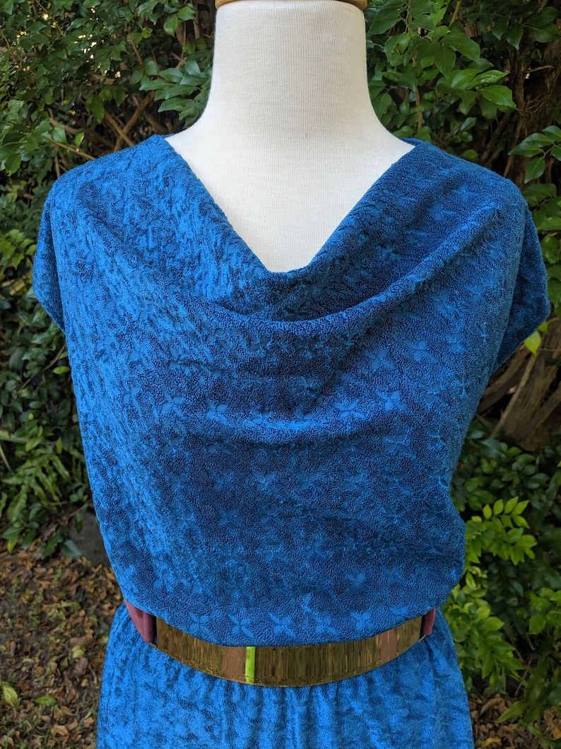 Blue 70's Cowl Neck Dress image 1