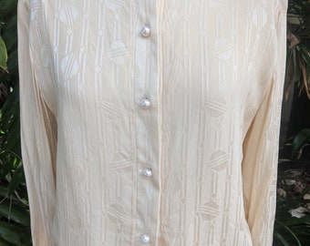 Handmade and Lined 80's Blouse With Pearl Buttons