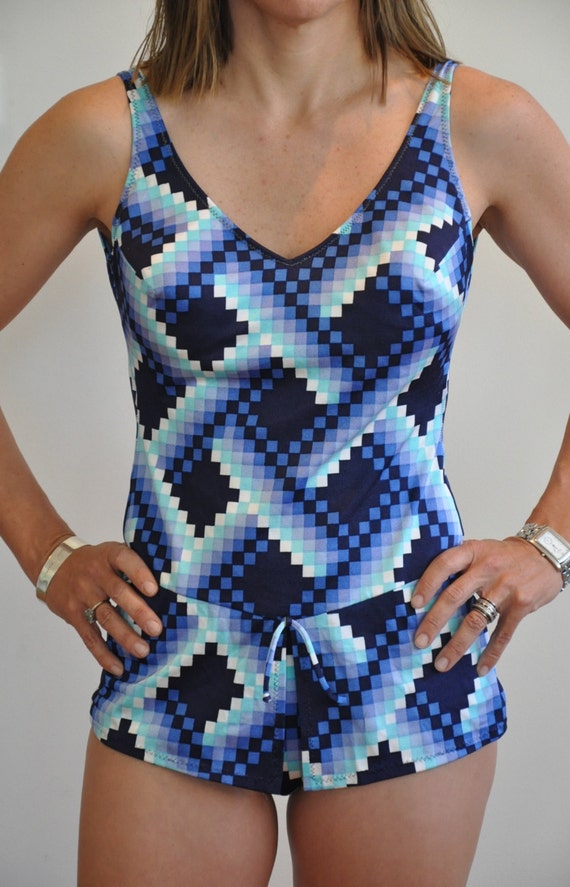 Mint condition 1960's geometric swimsuit