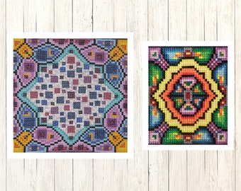 Double Cross Stitch Sampler Set – Original Designs (PDF Pattern)