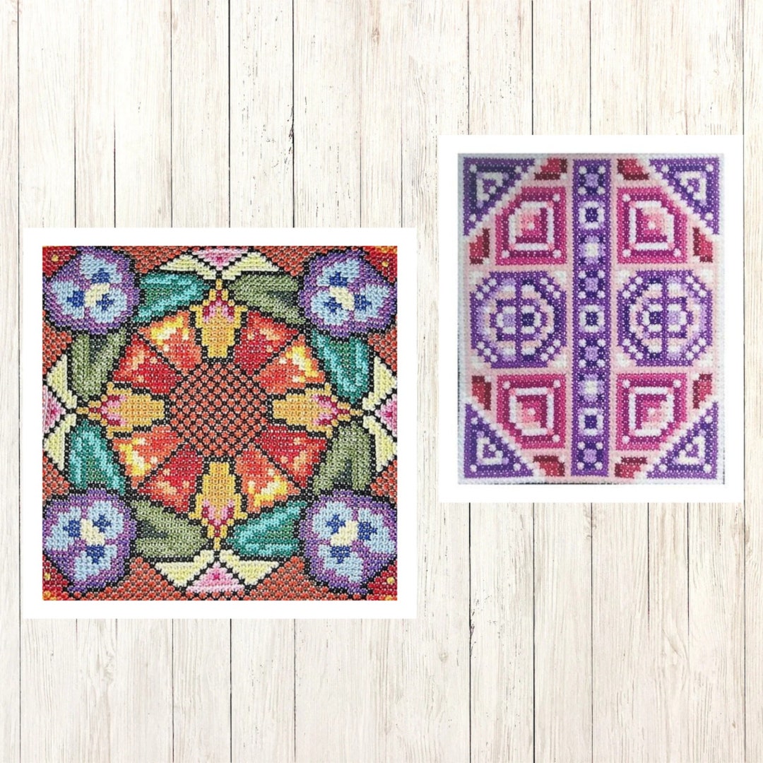 Sampler Cross Stitch Pattern Set, Double Cross Stitch Charts, DIY Cross