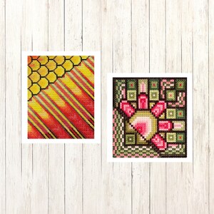 Asymmetrical Sampler Cross Stitch Pattern PDF Set, Geometric Double Cross Stitch Embroidery Designs, Modern, Ornamental, Instant download