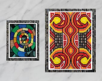 Abstrakte geometrische Kreuzstichmuster Set, Doppelstich DIY (PDF Download)