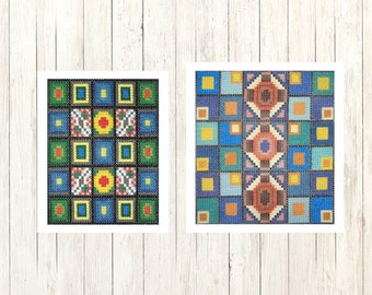Mid Century Modern Cross Stitch PDF Patterns, Geometric Embroidery (Instant Download)