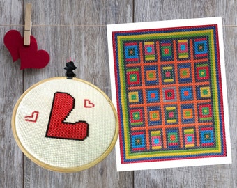 〔Vintage〕90s embroidery Double Set-up Mid Century Cross Stitch Set | DIY Gift Embroidery & Purse