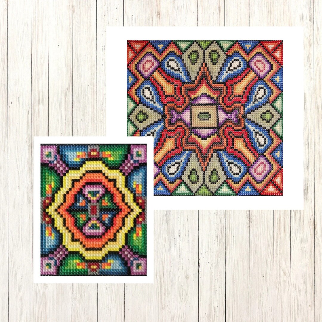Modern PDF Pattern SET + Video Tutorials, Double Cross Stitch Charts ...