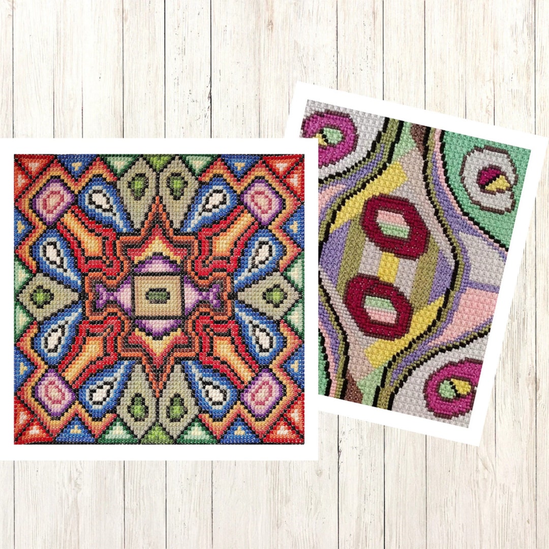 Modern Abstract Cross Stitch Pattern Set, Geometric Embroidery (PDF ...