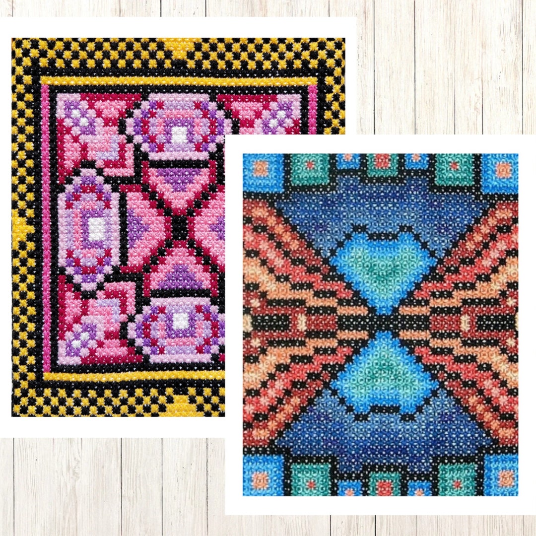 Abstract Double Cross Stitch Pattern Set, Geometric Sampler (PDF) - Etsy