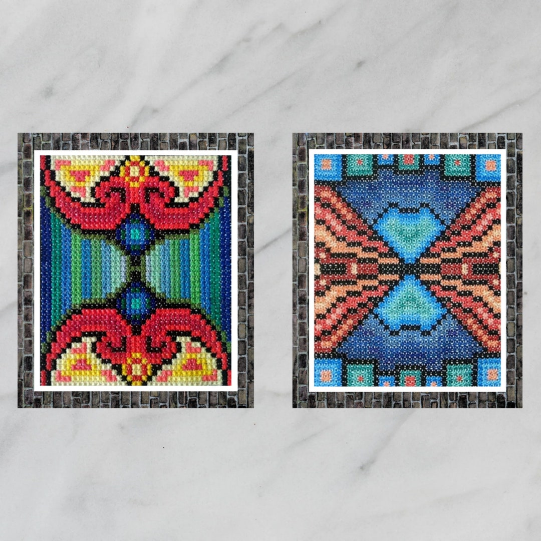 Modern Double Cross Stitch Pattern Set, Geometric Abstract (PDF ...