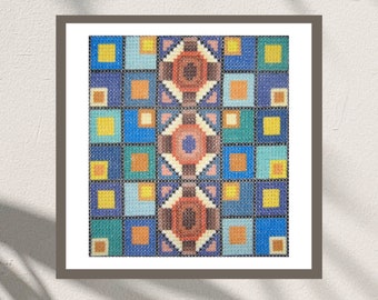 Mid Century Modern Sampler Cross Stitch Pattern – Evening City (PDF Pattern)