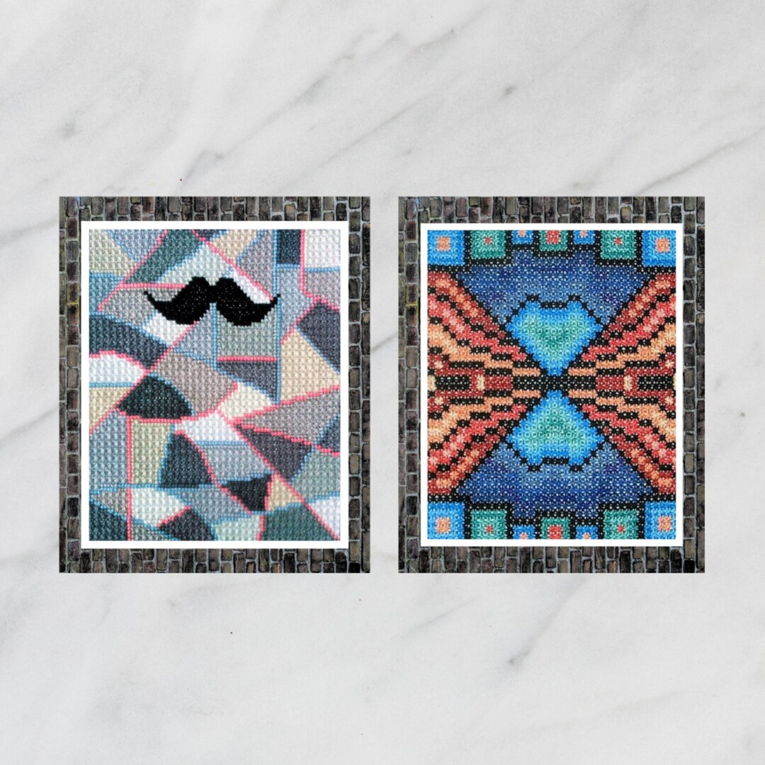 Sampler Cross Stitch Pattern, Futuristic Abstract PDF Pattern SET ...