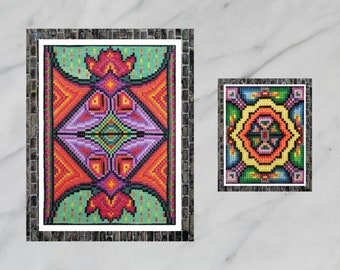 Embroidery Sampler Cross Stitch Pattern Set, Abstract Geometric Designs (PDF Pattern)