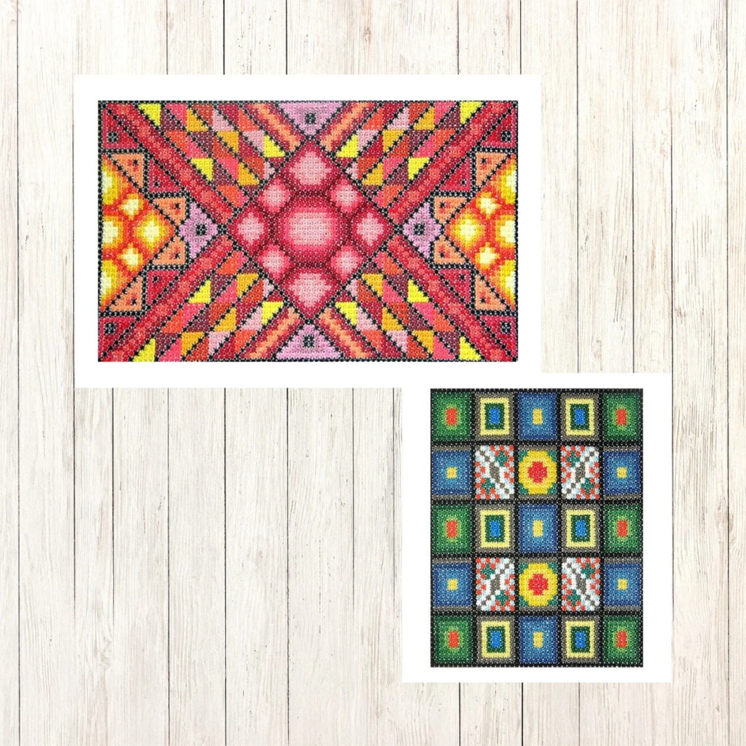 Geometric Abstract Cross Stitch Pattern SET, Modern DIY Embroidery (PDF ...