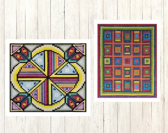 Mid Century Modern Cross Stitch Patterns, Needlepoint Wall Art, Double Cross Stitch Chart PDF, DIY Cross Stitch Easy, Instant download PDF