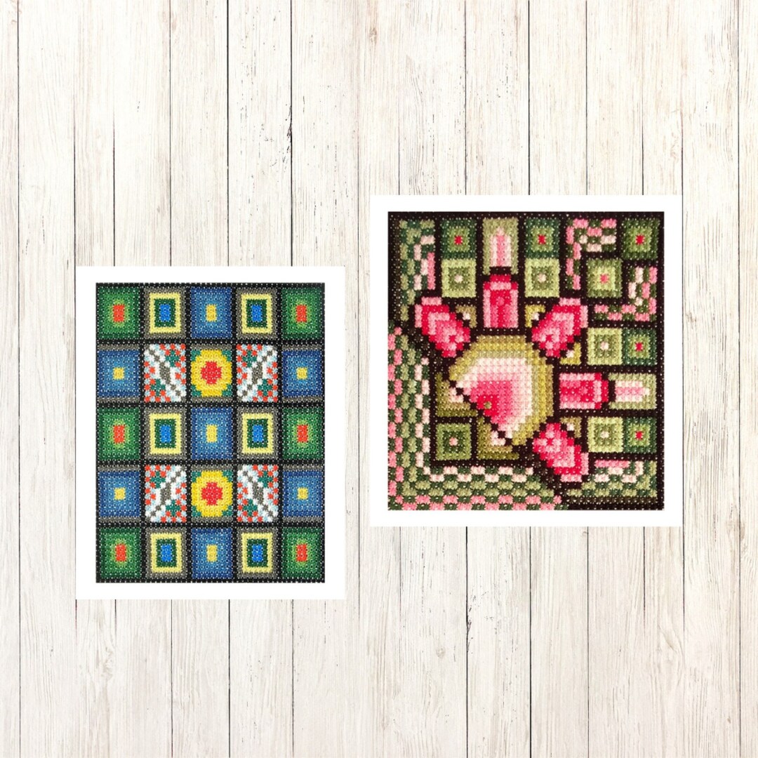 Geometric Double Cross Stitch Pattern Set, Modern Embroidery (PDF ...