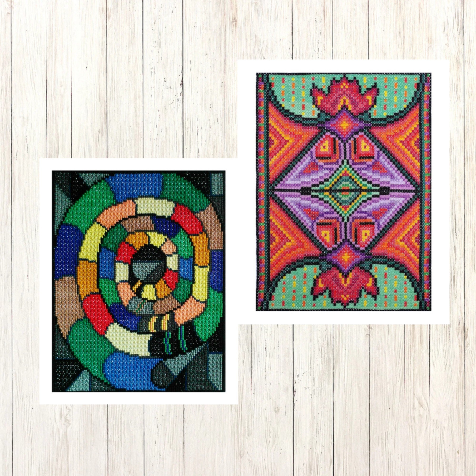 Modern Double Cross Stitch PDF Pattern Set, Geometric Embroidery (PDF ...