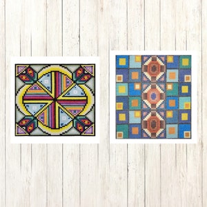 Mid Century Modern Cross Stitch Patterns, Needlepoint Wall Art, Double Cross Stitch Chart PDF, DIY Cross Stitch Easy, Instant download PDF