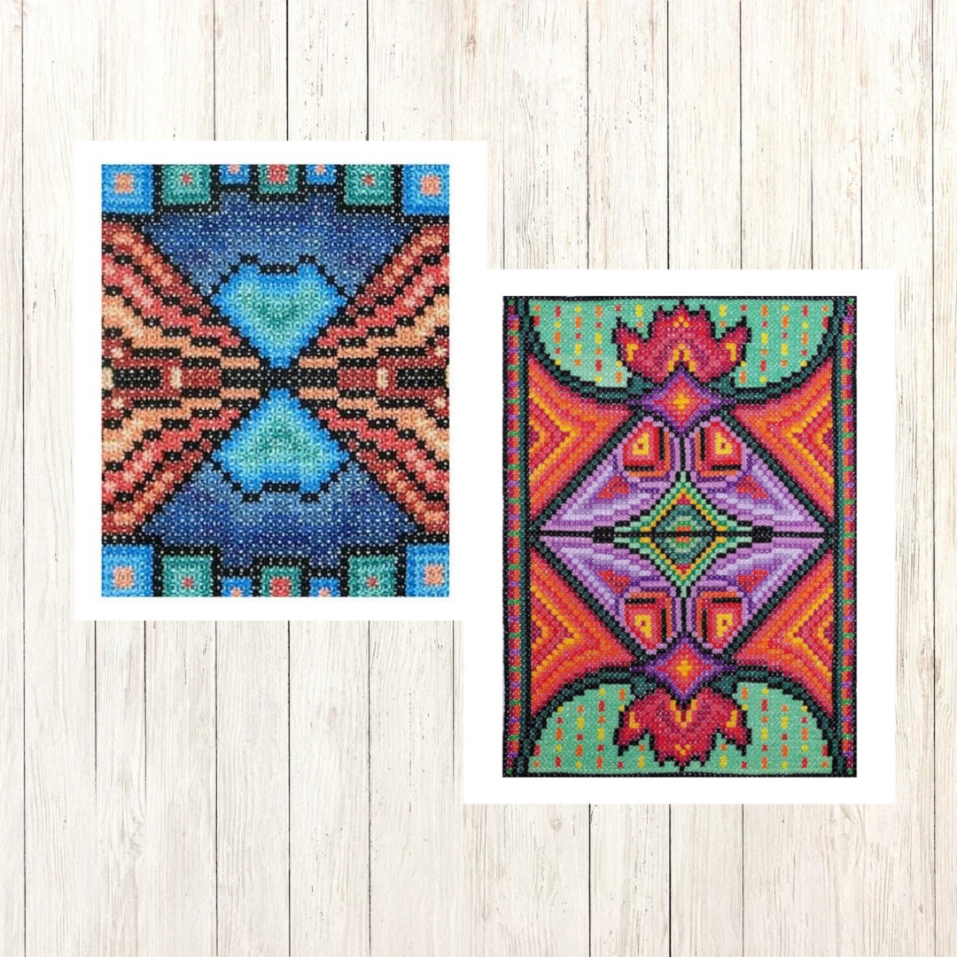 Double Cross Stitch Pattern Set, Geometric Abstract Embroidery (PDF ...