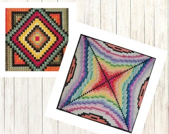 Double Cross Stitch PDF Pattern Set, Sampler Charts (Instant Download)
