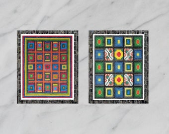 Mid Century Modern Cross Stitch Pattern Set, Geometric Embroidery (PDF Download)