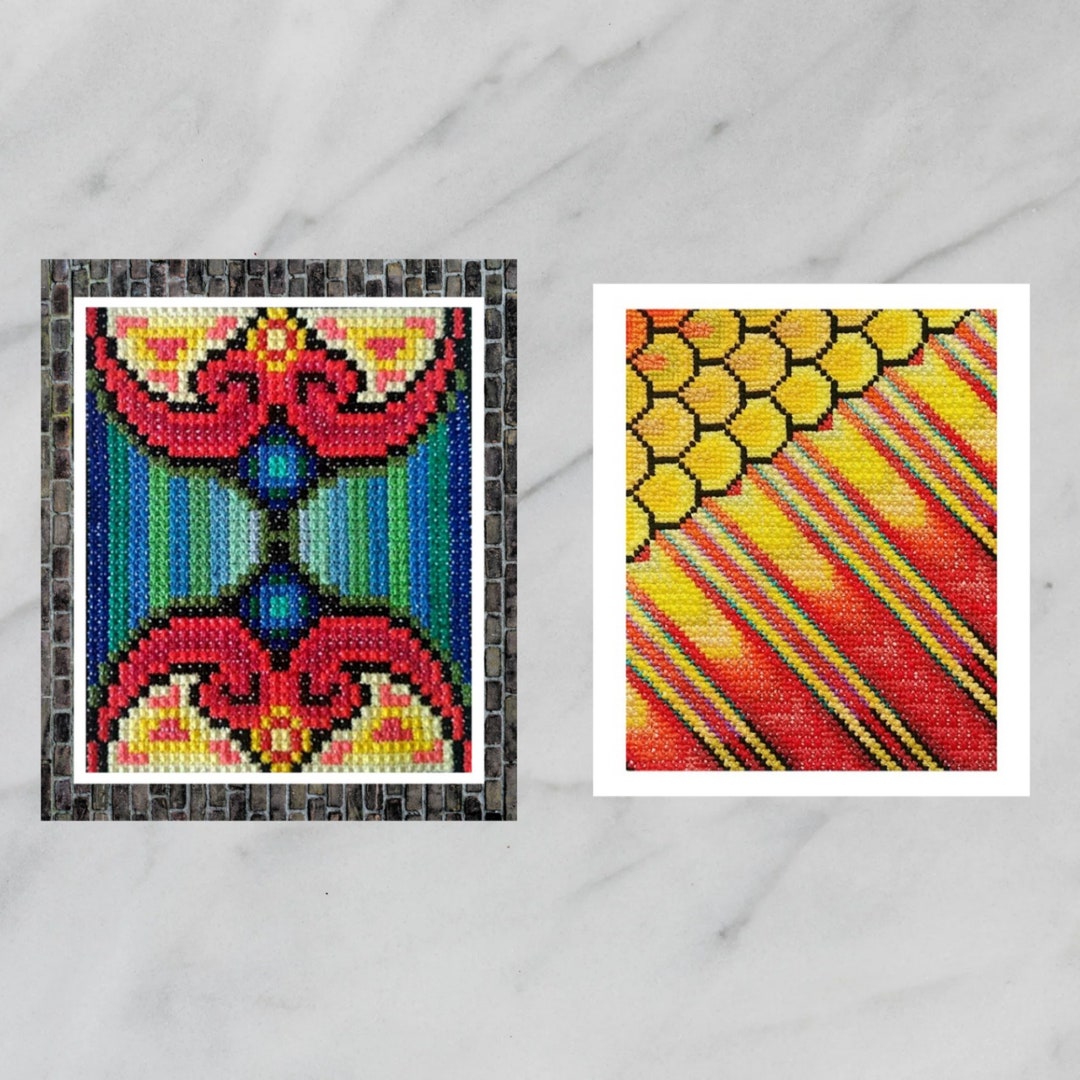 Gradient Cross Stitch Pattern SET, Double Stitch, Modern Sampler (PDF ...