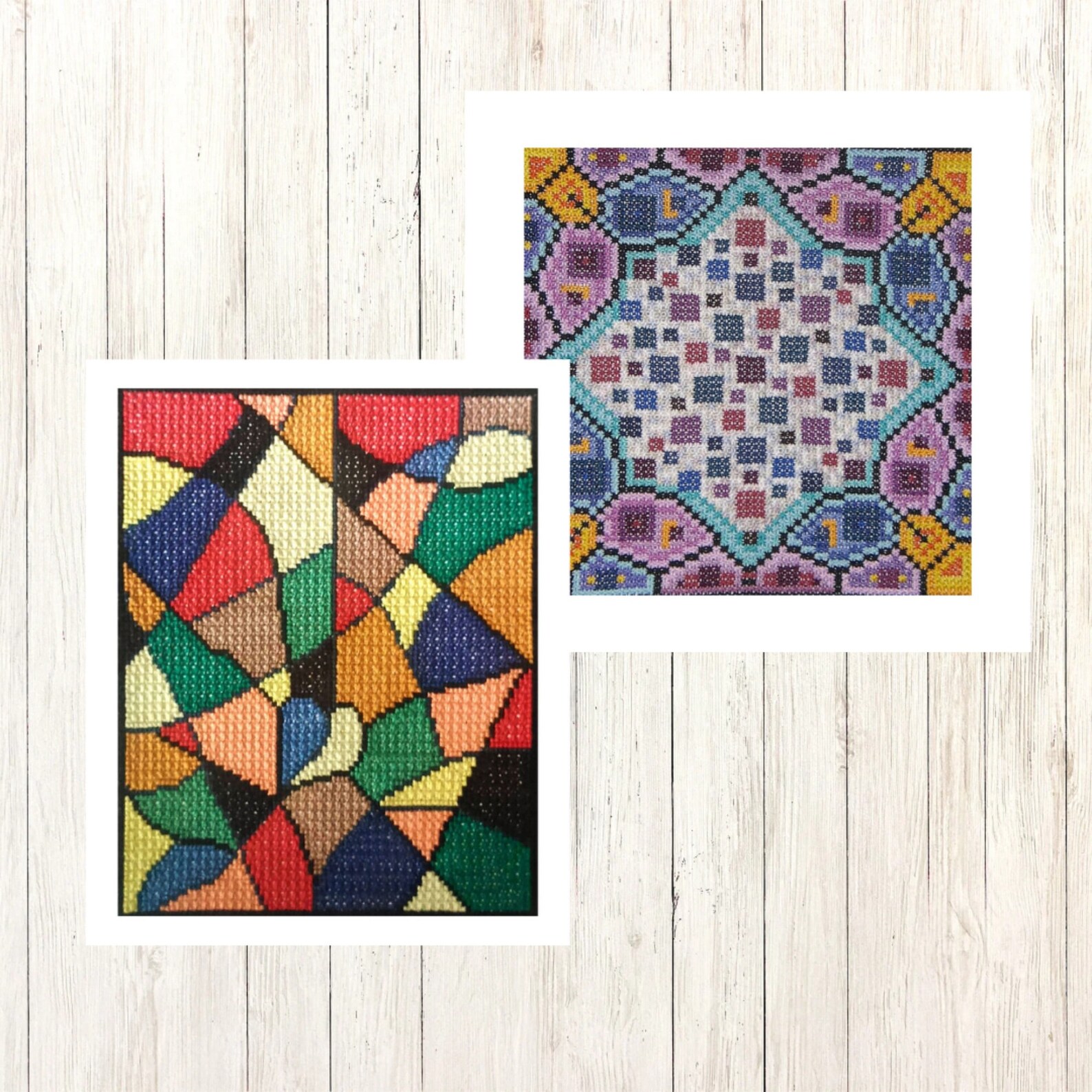 Abstract Double Cross Stitch Pattern Set, DIY Embroidery (PDF Pattern ...