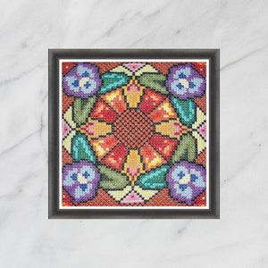 Floral Romantic Cross Stitch Sampler for Modern Wall Decor and Pillow Case - Garden + video tutorial, PDF Hand embroidery, Needlepoint chart