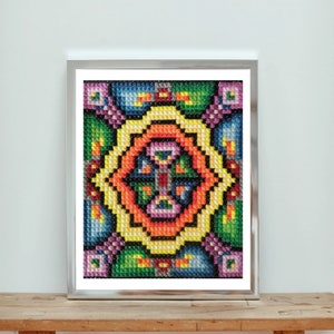 Digital Pattern - Kaleidoscope | Double Cross Stitch Embroidery Design | Hand Embroidery Download | Canvas Unique Embroidery | PDF Pattern