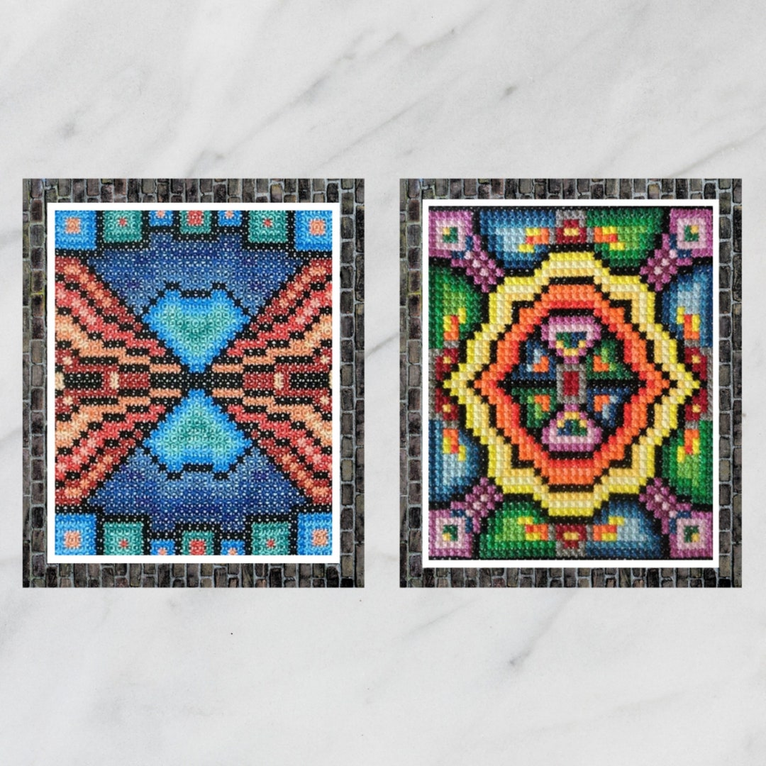 Abstract Cross Stitch Pattern Set – Futuristic Geometric Design (PDF ...