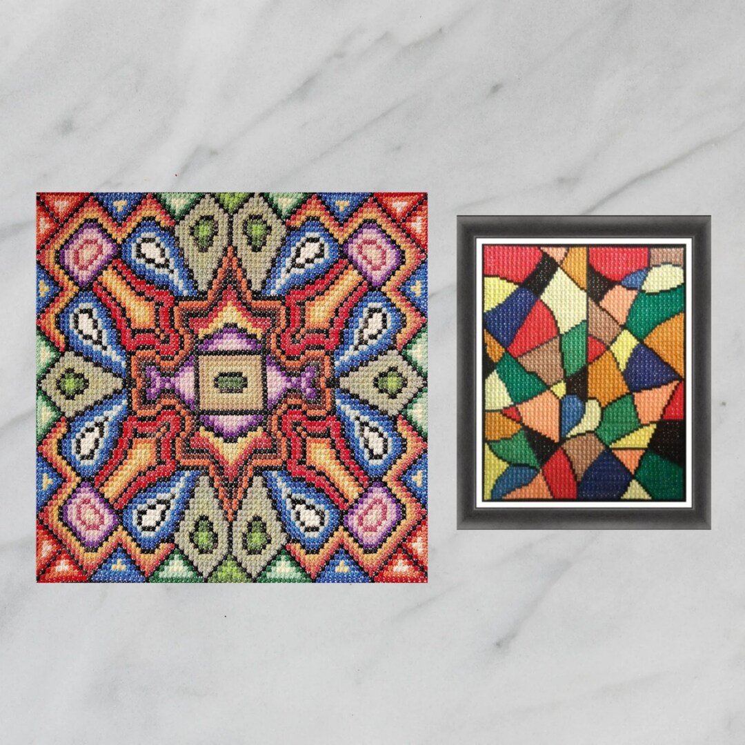 Double Cross Stitch Pattern Set, Abstract Embroidery (PDF) - Etsy
