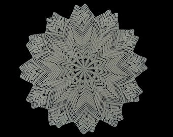 Vintage handmade crocheted doily centerpiece -- large cream hand-crocheted centerpiece -- 24 inches / 61 cm