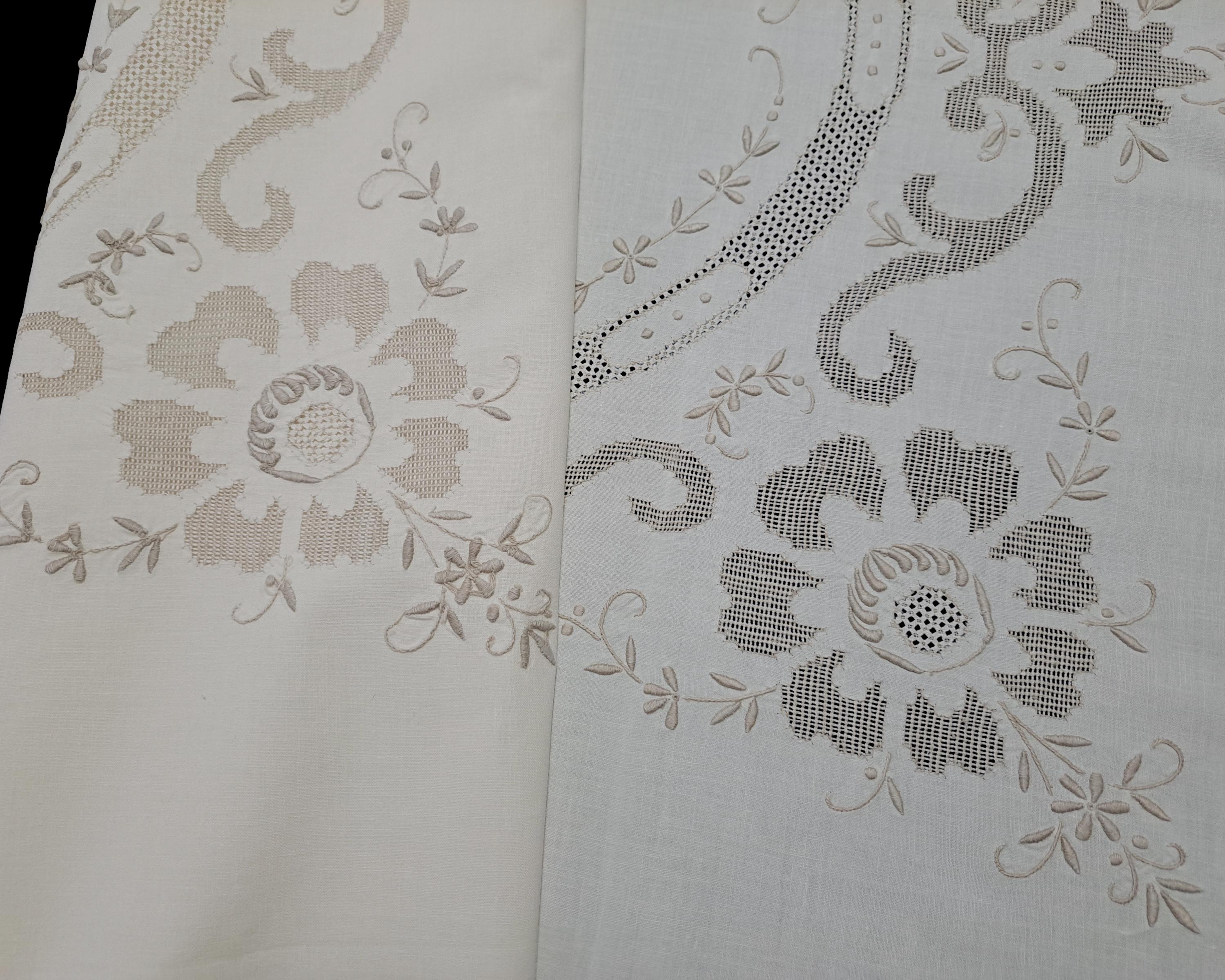 刺繍と複雑なカットワークが施されたヴィンテージのハンドメイド
