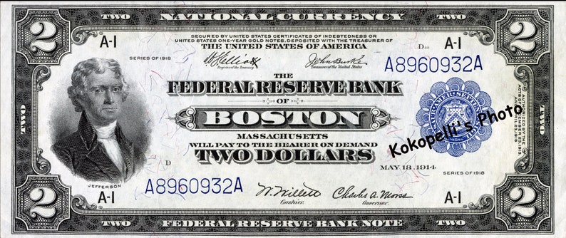 1918 *2 Dollar Federal Reserve Bank Note* Free Shipping *