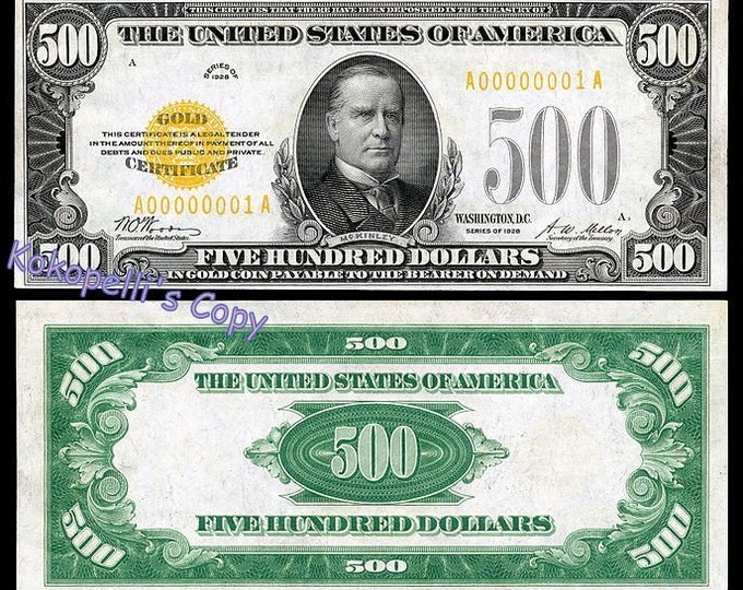 1928 500 Dollar Gold certificate free Shipping MUST READ Etsy