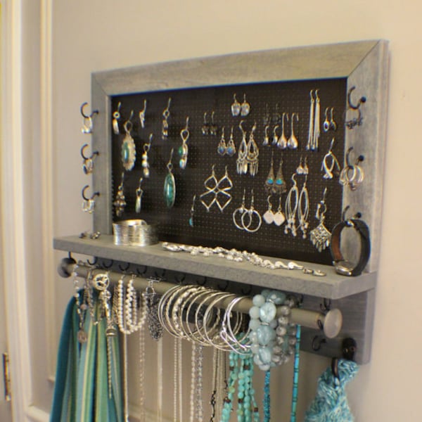 Wand montiert Schmuck Veranstalter, Schmuck-Rack, Schmuck, Organizer, gebeizt Schmuck Rack, Geschenke für sie, Jahrestagsgeschenke, Organisation