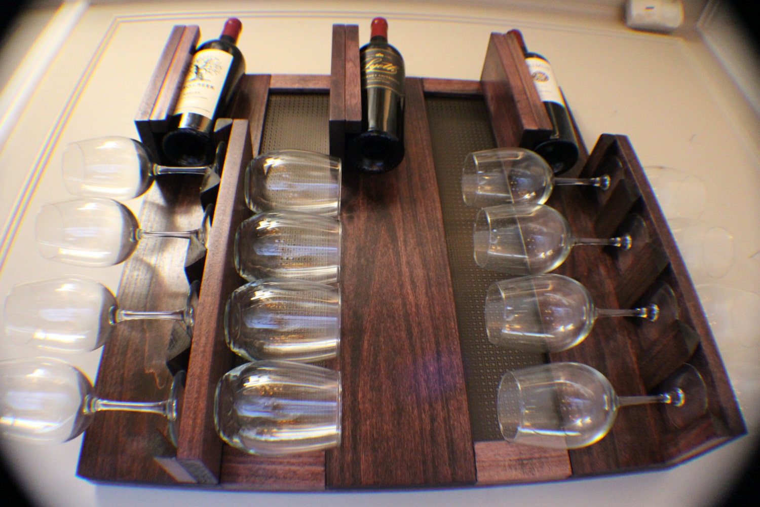 Stunning Dark Cherry Stained Wall Mounted Wine Rack with Etsy