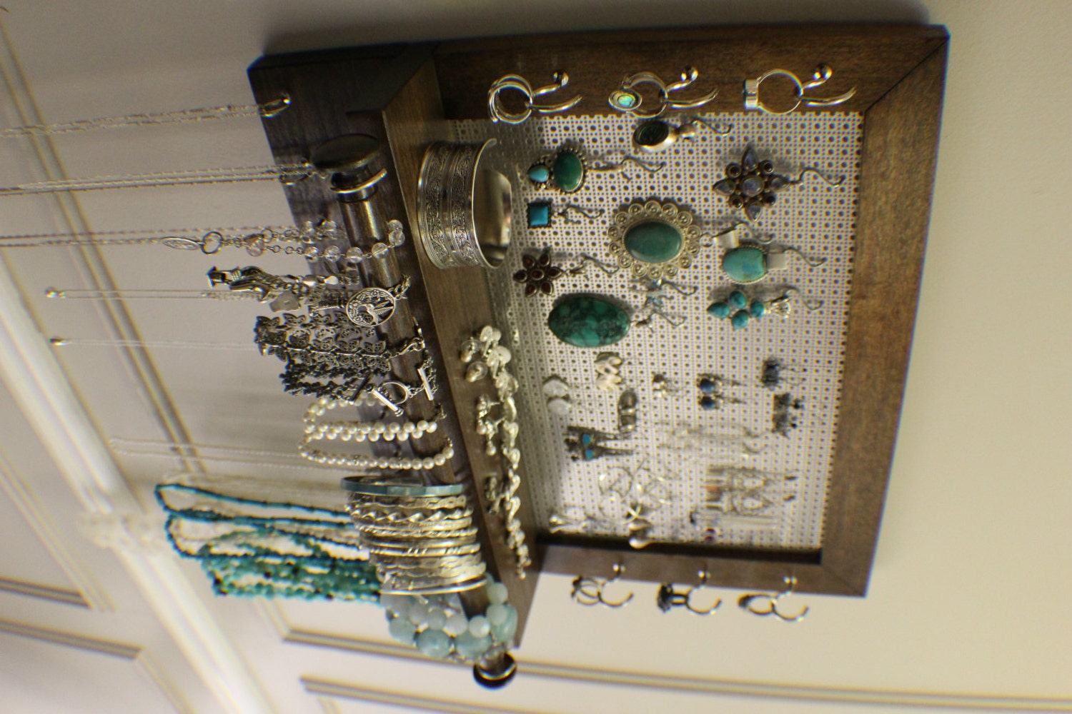 Kona and Chrome Jewelry Organizer with Bracelet Bar Stained Etsy