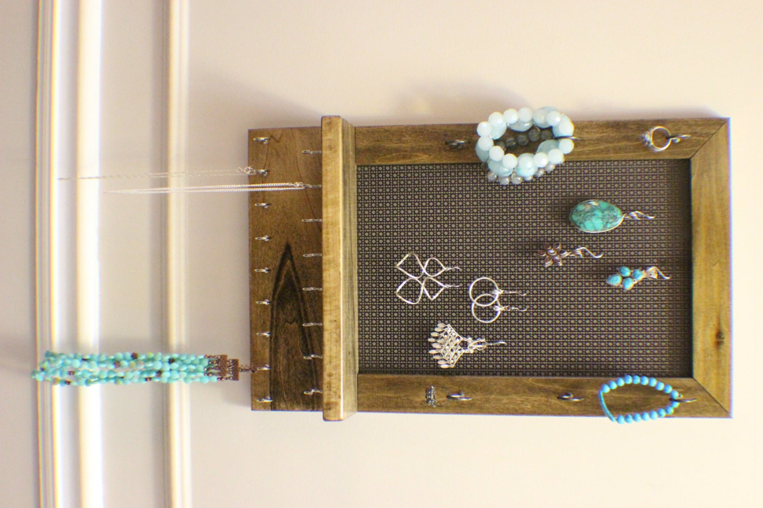 Stained Wall Mounted Jewelry Organizer Wall Organizer Etsy