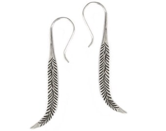 Sterling Silver Long Dangle Earrings Handmade Rustic Tribal | Etsy
