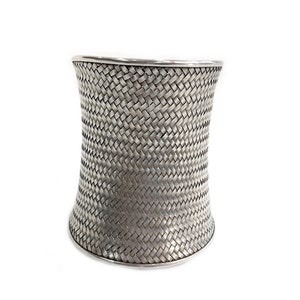 Sterling Silver Long Boho Ethnic Statement Cuff Bracelet, Handmade Wide Tribal Silver Weave Bridal Cuff, Braided Silver,Gift for Her