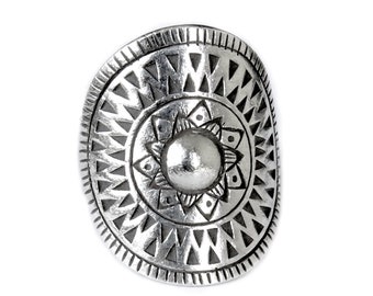 Anillo Mandala de plata de ley, anillo solar Boho étnico sol hecho a mano, ajustable, también como anillo de pulgar, anillo de plata gitano Boho, regalo para ella
