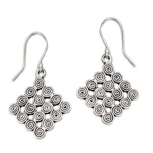 Pendientes colgantes étnicos tribales de plata de ley hechos a mano, pendientes de espiral bohemios hippies, regalo para ella