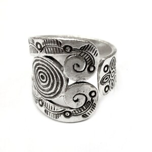 Rustic Handmade Sterling Silver Ethnic Tribal Gypsy Boho Wide Band Wrap ...