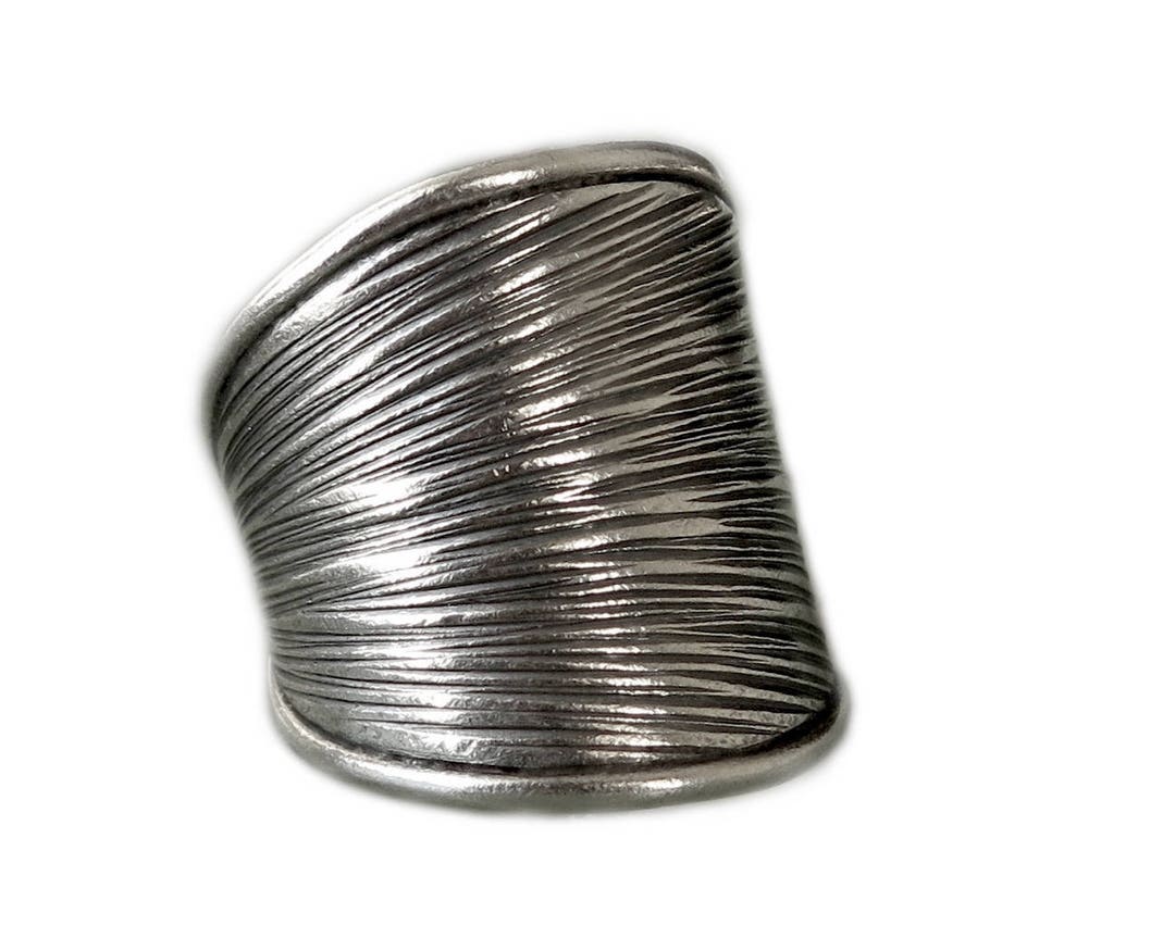 Sterling Silver Boho Wide Band Ring, Ethnic Gypsy Tribal Oxidized Dark ...